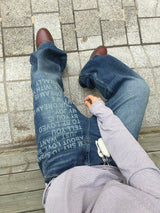 No.1400レタリングワイドデニムパンツ