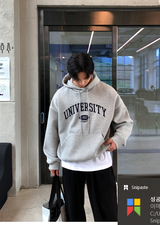  Urban University Embroidery Double Middle Overfit Hoodie