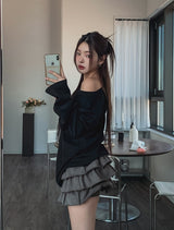 チュルティアードカッティングスカートパンツ