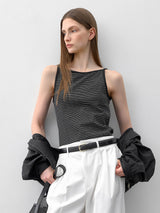 (Z-T-6819)ESSENTIAL STRIPE SLEEVELESS TEE
