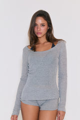 Breeze Sheer Long Sleeve Top (Gray)