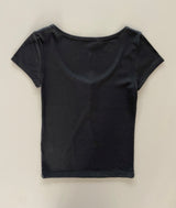 Somi Round Neck / U-Neck Button Cap Sleeve Short Sleeve T-Shirt (3 Colors)