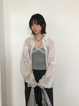 V-cut lace sleeveless (4color)
