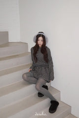 wool fleece stripe strap pumpkin dress
