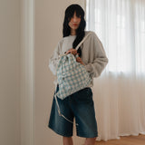 チェックストリングバックパック - ブルー