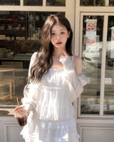 Chiffon Layered Frill Sleeveless Blouse (2color)