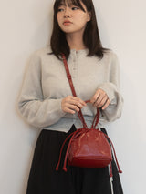 Leather Dumpling Bucket Bag - Red