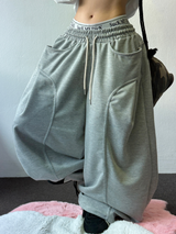 コリアン/ストリング 🤍 フォーマルカーブフロントプレートコットンストリングバルーンパンツ 🤍🩶🤎🖤 - 5 カラーズ