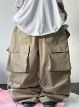 HIGH QUALITY 💛 KOREAN / STRING 🩶 FRONT CARGO PARACHUTE RIVET COTTON LONG PANTS 💛🩶🖤💚 - 4 COLORS