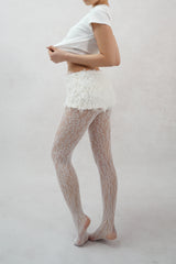 leopard pattern mesh tights (white)
