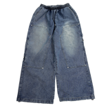 zipper carpenter double-knee pants