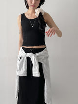 [SET] Pleated Sleeveless Skirt Two-Piece Set