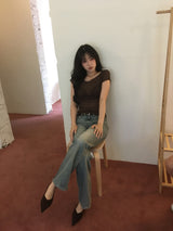 バレーボートネックTシャツ