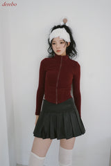leather pleated pants mini skirt