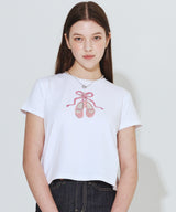 バレットシューズリボンTシャツ_ホワイト