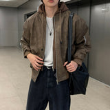 LMN A-One Crack Leather Hooded Padded (3 colors)