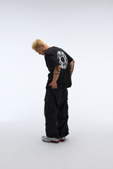 EEERRR Record artwork damage washing T-shirt (Black)
