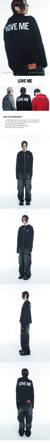 LOVE ME スリーブフーディージップアップ BLACK
