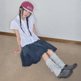 cozy stripe leg warmer light grey