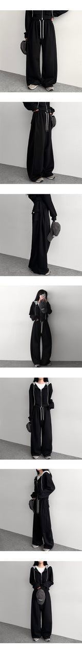 リオバックポケットサイドピンタックバンディングスウェットパンツ