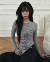 Jelly Button Asymmetric Ruched Top