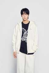 24FW UPSIDE DOWN LOGO NAPPING ZURRY HOODIE ZIP UP IVORY
