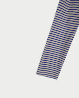 ストライプボタンTシャツ_ブルー
