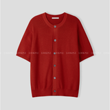  Slag Cooling Hachi Knit Short Sleeve Round Cardigan