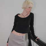 C BASIC U-NECK T-SHIRT_BLACK