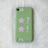 Dot Star Pea green Card Wallet Glossy Hard Case