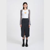 アーガイルメッシュロングスリーブTシャツ (ネイビー)