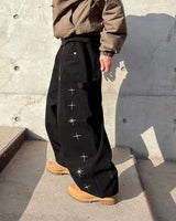 Stellon Cross Embroidery Balloon Pants