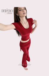 Liiv short-sleeve cap training shirring pants set (LONG PANTS)