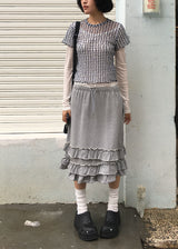 LACE CHECK TEE