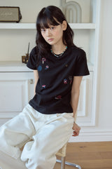 26SS★ Mushroom Stitch Crop Short Sleeve Tee