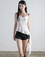 Oblique Ruffle Camisole Top White
