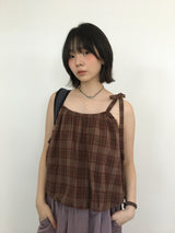 Plaid Balloon Blouse (2color)