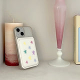 pastel star magSafe white card wallet (single product)