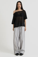 ニットワンショルダーTシャツ, Black