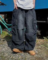 Lace Buckle Wide Cargo Denim