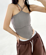 UNIQUE HALTER BUCKLE STRAP SLEEVELESS🤍💚🖤 - 3 COLORS