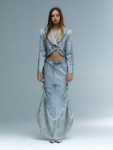 Emoha Silver Cat Tail Burst Leather Jacket
