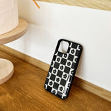 Flower check pattern epoxy bumper case (black)