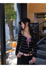 ピンクストライプ長袖Tシャツ