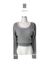 Joy color combination polo shibori long sleeve twist knit (5 colors)