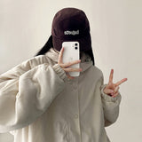 May Baguette Embroidered Lettering Fleece Campcap