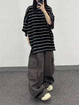 シアー ストライプド Tシャツ