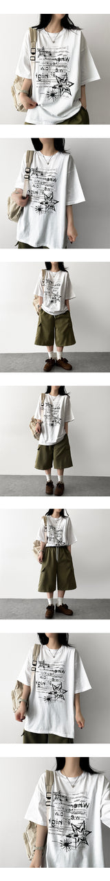 ティニ レタリング オーバーサイズフィット ショートスリーブ Tシャツ
