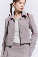 Stitch cropped jacket (Pink)