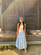 sky frill cancan long skirt